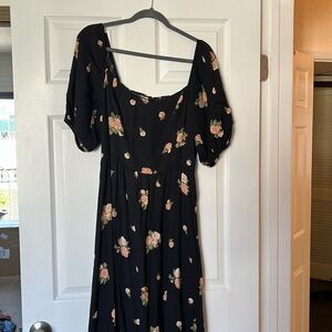 Reformation Black Floral Midi Dress